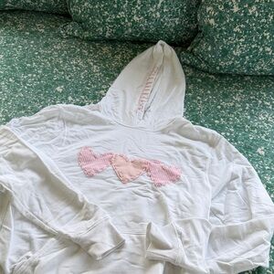 White Hoodie with Pink Heart Design